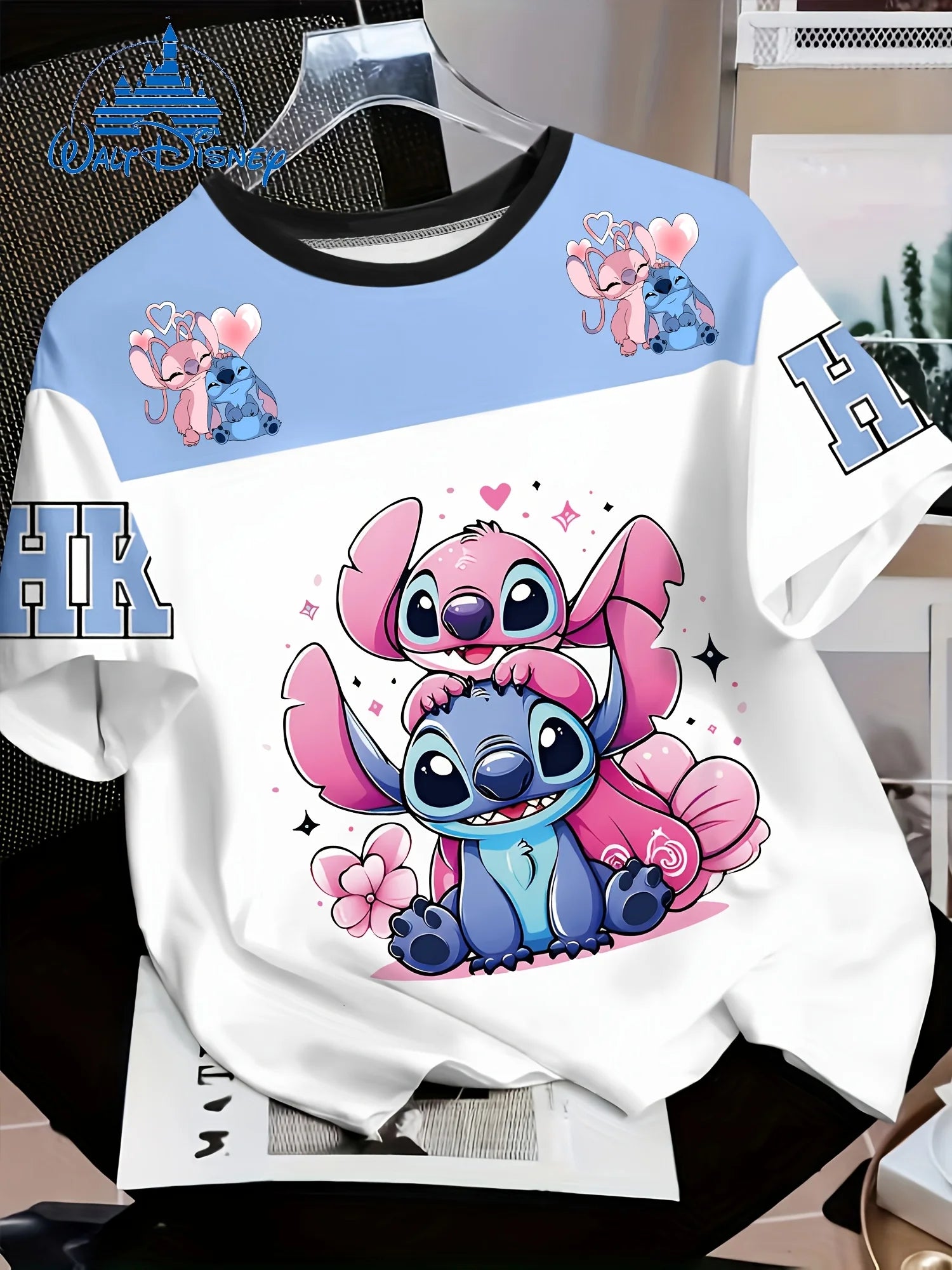 T-shirt Couple Stitch et Angel Oversize