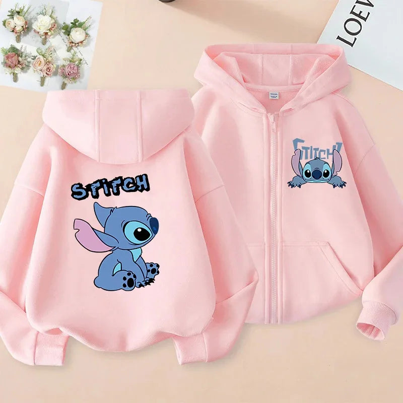 Gilet à Capuche Enfant Stitch Rose