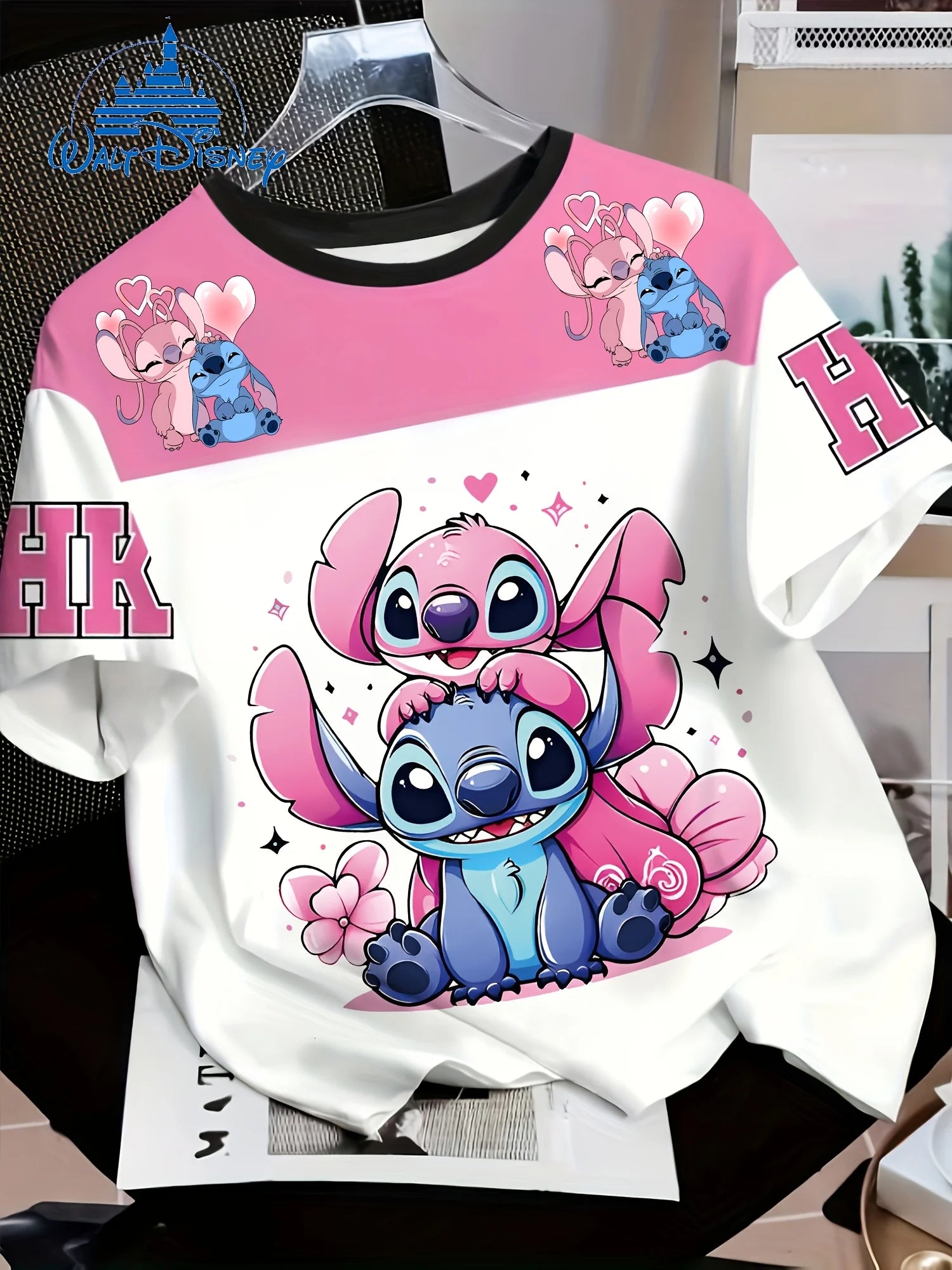 T-shirt Couple Stitch et Angel Oversize